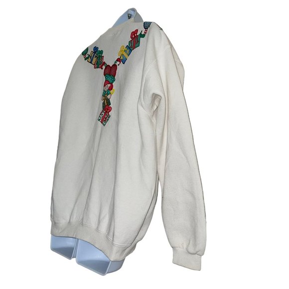 Vintage Hand Designed Cardigan Sweatshirt Womens M Christmas Holiday Well Worn - Picture 10 of 12